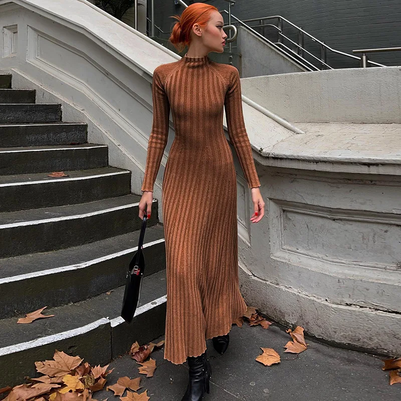 Women's Fall New Net Color Pit Strip Long-Sleeved Splicing Backless Twisted Knot Long Dresses Women
Women's Fall New Net Color Pit Strip Long-Sleeved Splicing Backless Twisted Knot Long Dresses Women