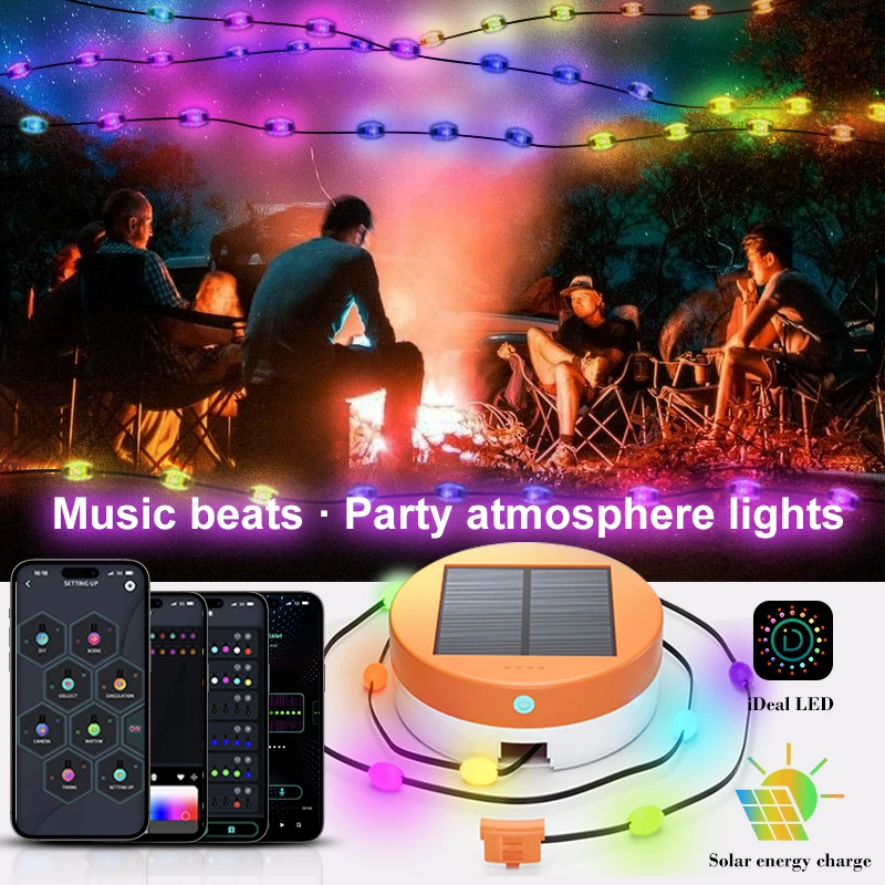 Solar RGB IC Camping Light String APP Control Bluetooth LED Retractable Smart Music Rhythm Waterproof Indoor Outdoor Party Light
Solar RGB IC Camping Light String APP Control Bluetooth LED Retractable Smart Music Rhythm Waterproof Indoor Outdoor Party Light