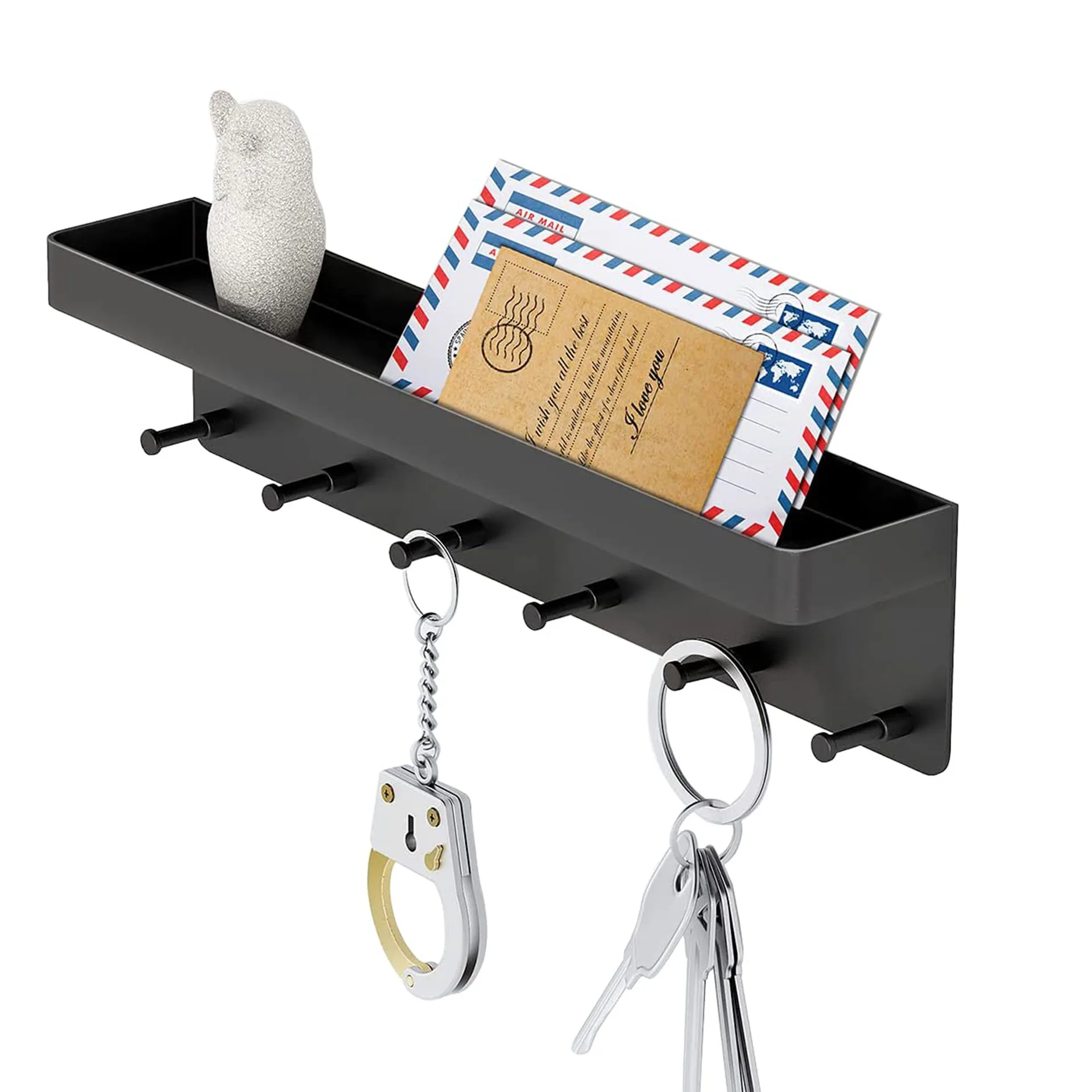 Black Key Holder for Wall Decor Mail Shelf Sorter Organizer Key Hanger Wall Mount with 6 Hooks Storage Rack for Kitchen Bathroom
Black Key Holder for Wall Decor Mail Shelf Sorter Organizer Key Hanger Wall Mount with 6 Hooks Storage Rack for Kitchen Bathroom