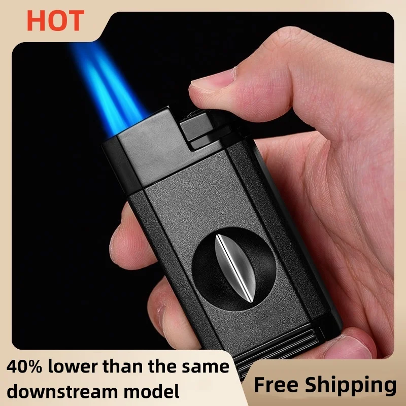 

Cigar lighter scissors integrated multifunctional inflatable windproof direct charging portable with dedicated V-shaped