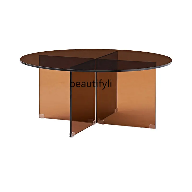 zq Tawney Tempered Glass round Italian Minimalist Coffee Table Modern Home Tea Table Flower Table
zq Tawney Tempered Glass round Italian Minimalist Coffee Table Modern Home Tea Table Flower Table