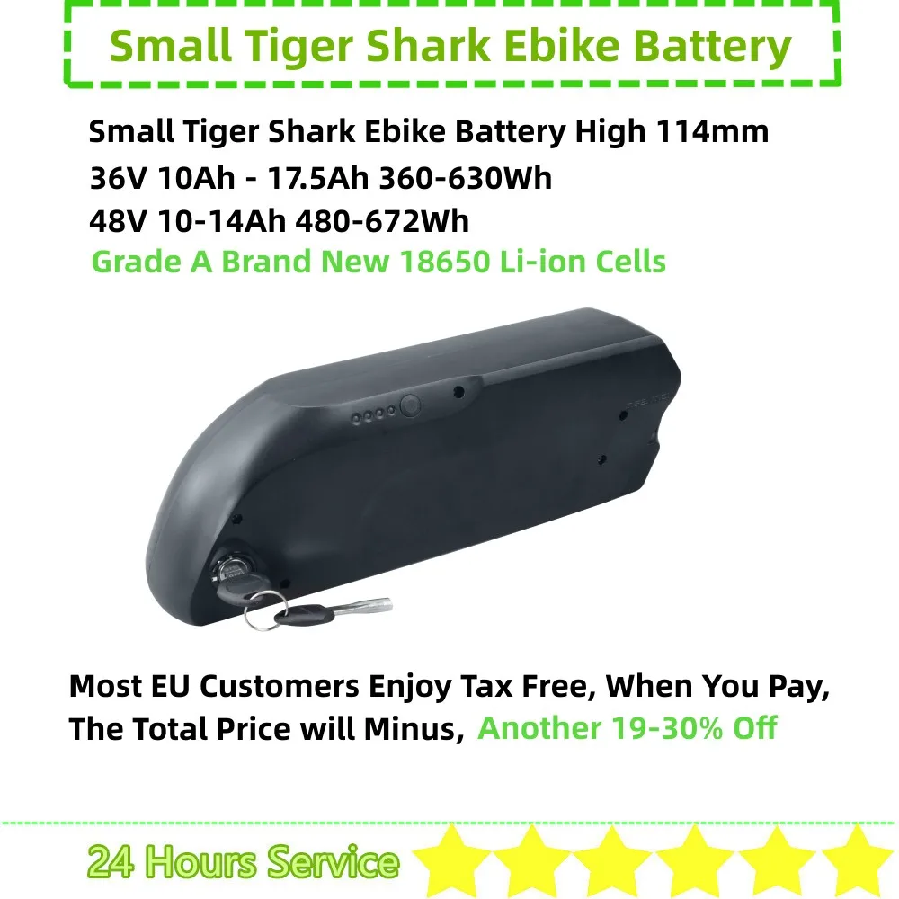 

Reention Tiger Shark Li-ion Ebike Battery 36V 10Ah 13Ah 15Ah 16Ah 17.5Ah 48V 8.8Ah 10Ah 12Ah 12.8Ah 14Ah 250w 500w 750w 1000w