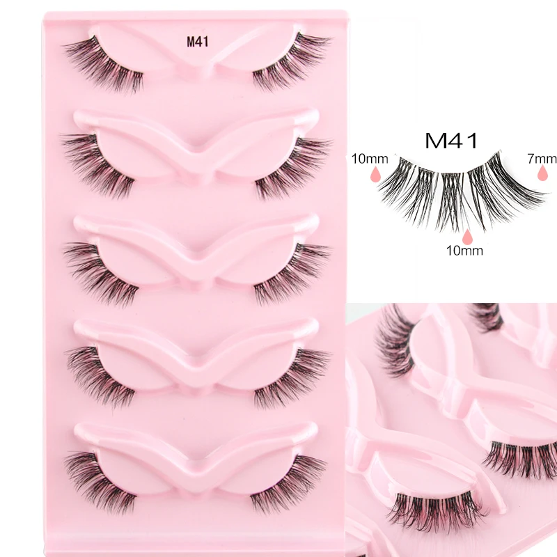 5/10 Pairs False Eyelashes Soft Natural Look Fluffy Wispy Lashes 3D Faux Mink Fake Eyelashes Clear Band Eye Lashes Make up 42 S7a0b61f419aa433fbbdd91b908d5948cG