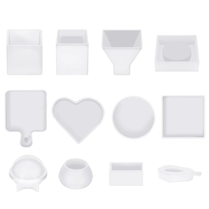 Resin Molds Silicone Kit 12PCS White Epoxy Resin Molds Including Pen Container, Tray, Love, Round
Resin Molds Silicone Kit 12PCS White Epoxy Resin Molds Including Pen Container, Tray, Love, Round
