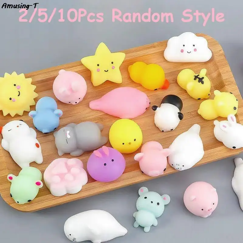 

2/5/10Pcs Mini plastic Animal Squishy Toy Squeeze Ball Toys Fidget Toys Pinch Kneading Toy Stress Reliever Toys Kid Party Favor