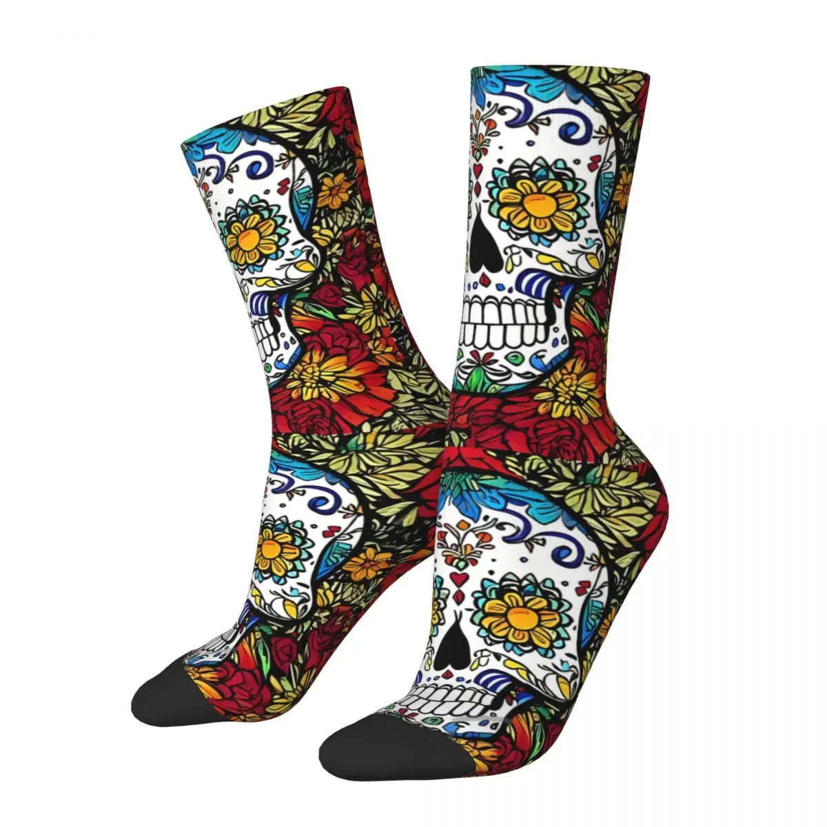 

Funny Crazy Sock for Men Skull In Color Vintage Day Of The Dead Mexico Skull Quality Pattern Printed Crew Sock Novelty Gift