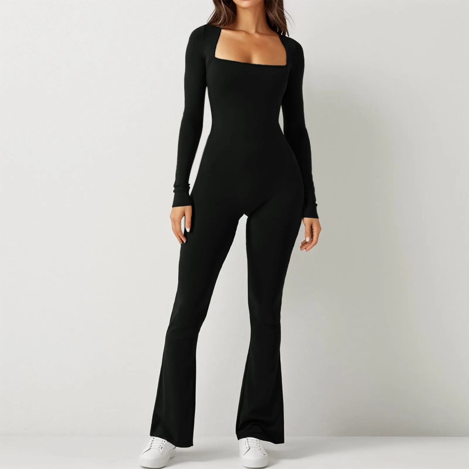 Women Long Sleeve Square Neck Skinny Solid Stretchy Bodycon Jumpsuits Autumn Winter Fashion Flared Pants Streetwear Outfits Romp
Women Long Sleeve Square Neck Skinny Solid Stretchy Bodycon Jumpsuits Autumn Winter Fashion Flared Pants Streetwear Outfits Romp