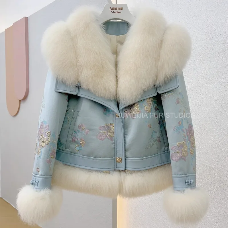 Women Winter Goose Down Coats 2023 Fashion Lady Thick Warm Real Fox Fur Collar Down Coats Female Jackets 
Women Winter Goose Down Coats 2023 Fashion Lady Thick Warm Real Fox Fur Collar Down Coats Female Jackets