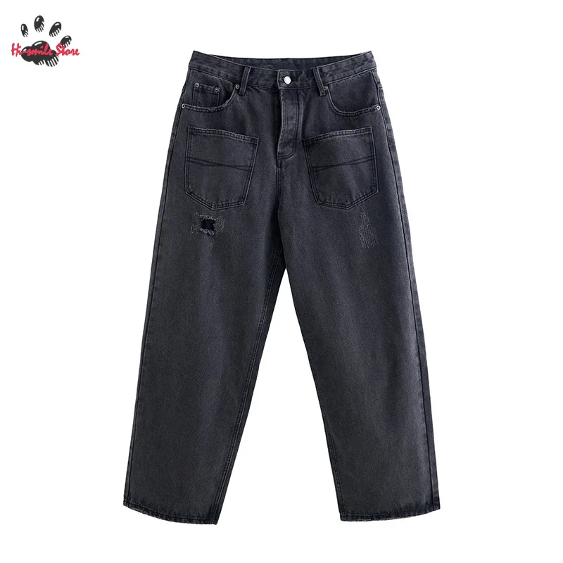 

High Street Washed Heavy Duty Reversed Pocket FAR ARCHIVE Denim Pants 1:1 Good Quality Casual Wide Leg Trousers Men Woman