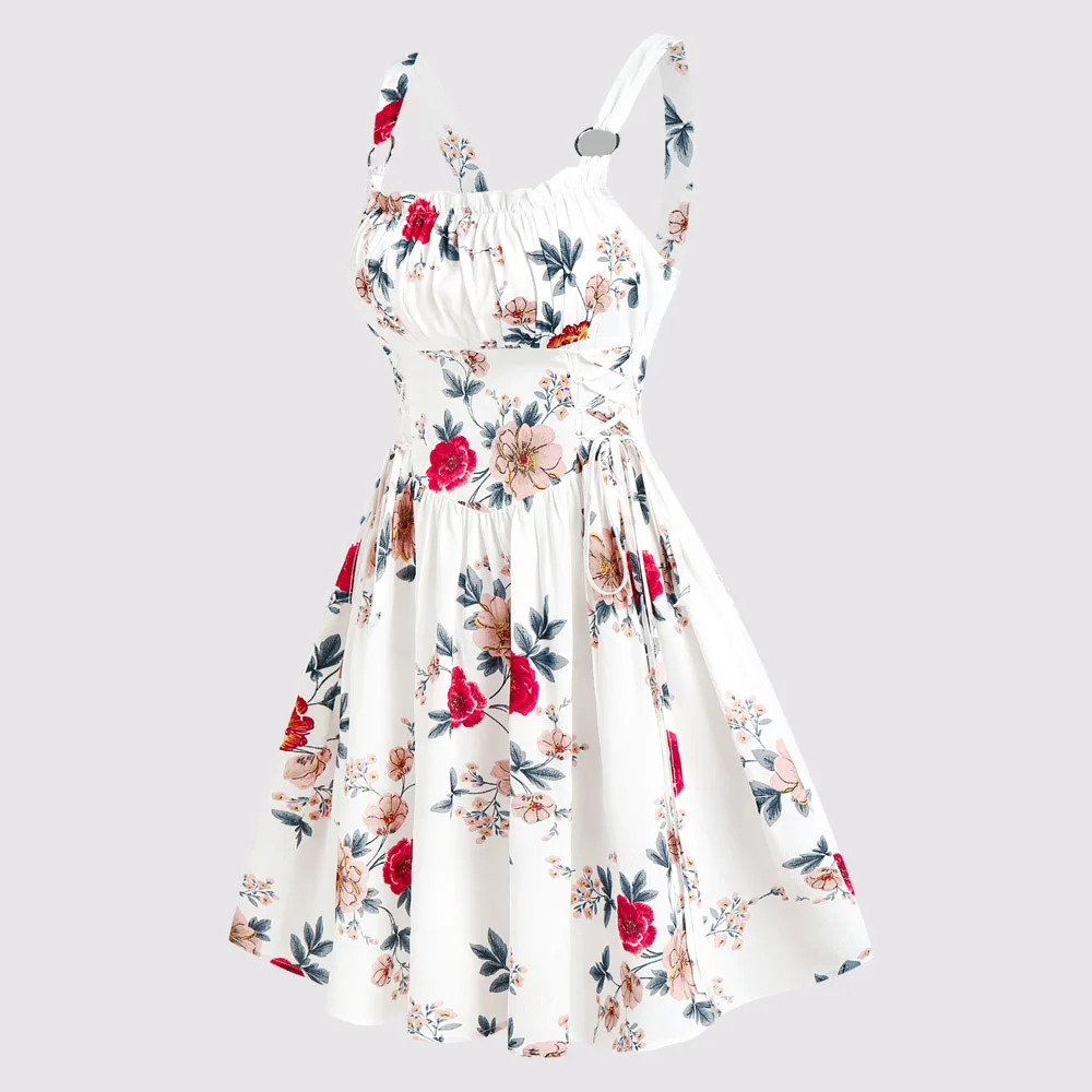 Ruched Bust Side Lace Up Flower Casual Floral Es Flare Square Neck Dress Mini Women 2023 Dress
Ruched Bust Side Lace Up Flower Casual Floral Es Flare Square Neck Dress Mini Women 2023 Dress