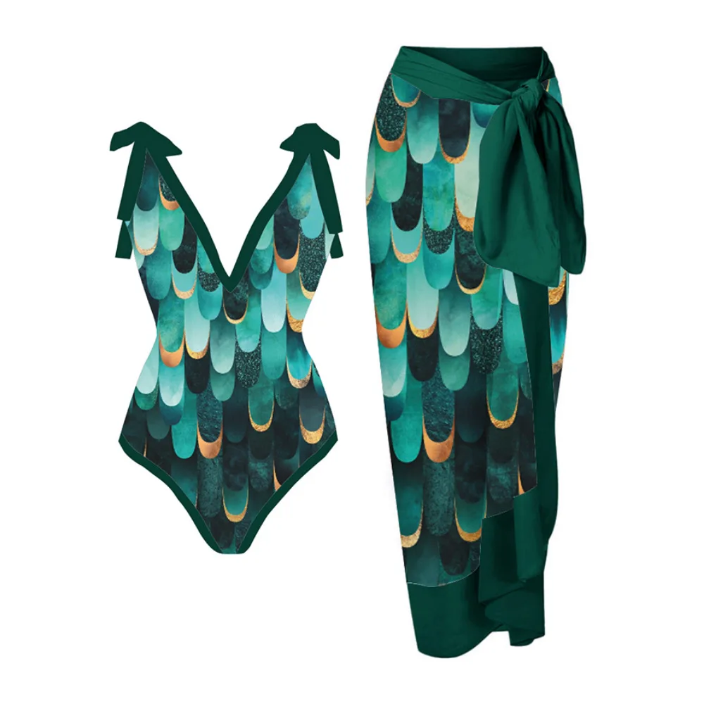 2023 Fashion Vintage Color Block Floral Print Deep V Lace-up Women's Beach Sexy One-piece Bikini Swimsuit Covered Skirt Set
2023 Fashion Vintage Color Block Floral Print Deep V Lace-up Women's Beach Sexy One-piece Bikini Swimsuit Covered Skirt Set