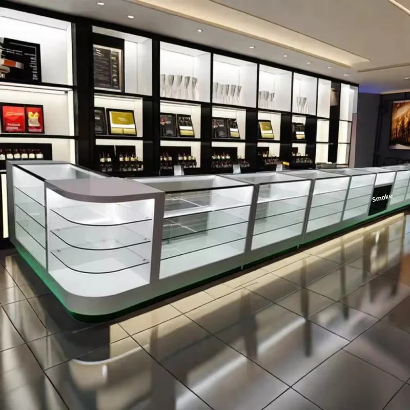 Custom. Led Lighting Glass Display Cabinets Retail Store Furniture Vitrine Display Counter Floor Display Cases for Smoke
Custom. Led Lighting Glass Display Cabinets Retail Store Furniture Vitrine Display Counter Floor Display Cases for Smoke