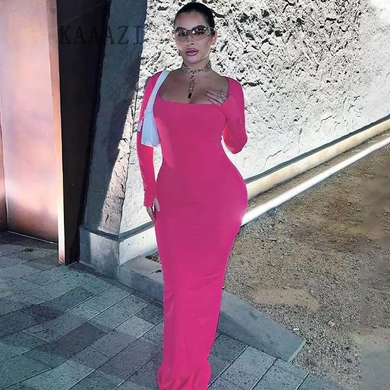 KAAAZI Women U-neck Long Sleeve Fashion Casual Maxi Dresses Autumn New Party Prom Slim Solid Elegant Female Long Dress Vestido
KAAAZI Women U-neck Long Sleeve Fashion Casual Maxi Dresses Autumn New Party Prom Slim Solid Elegant Female Long Dress Vestido