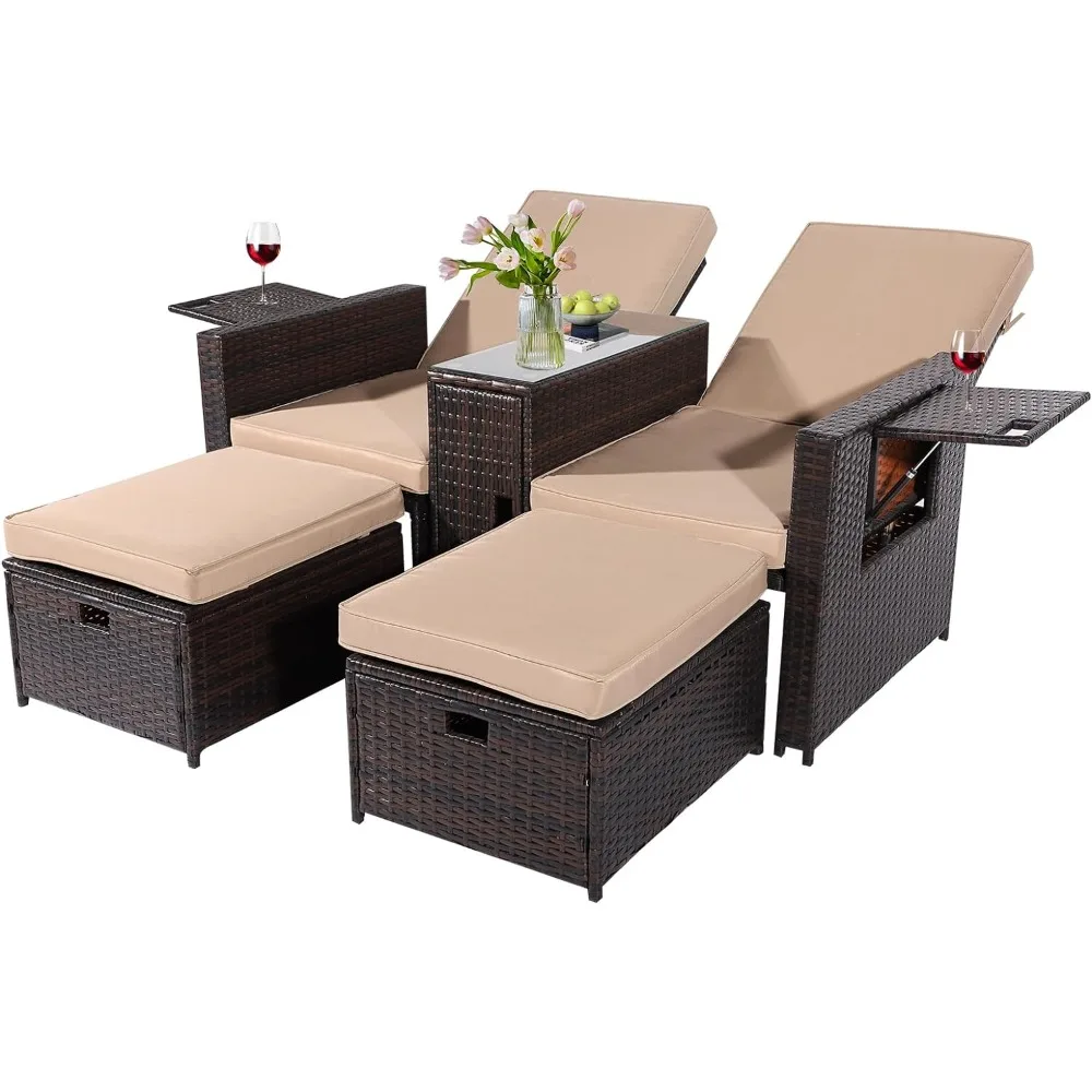 5PCS Outdoor Lounger with Ottoman and Coffee Table, Adjustable Reclining Patio Lounge Chair, Outdoor Lounger
5PCS Outdoor Lounger with Ottoman and Coffee Table, Adjustable Reclining Patio Lounge Chair, Outdoor Lounger