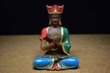 5" Chinese Folk Collection Old Coloured glaze painted trend to Guanyin Sitting Buddha worship buddha ornament Town house
5" Chinese Folk Collection Old Coloured glaze painted trend to Guanyin Sitting Buddha worship buddha ornament Town house