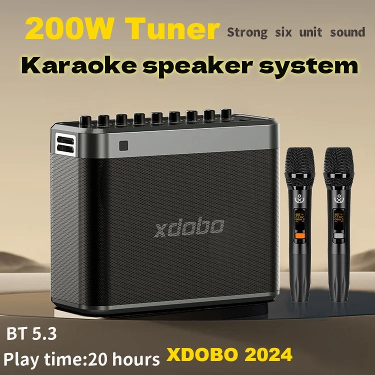 

XDOBO 200W High Power Karaoke Bluetooth Speaker Wireless Home Theater KTV System Potable Outdoor Music Center Super Bass Boombox