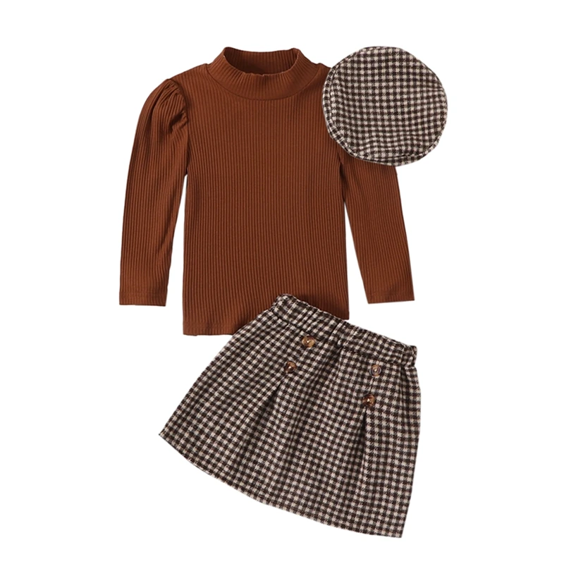 Kids Girl 3 Piece Outfit Casual Ribbed Long Sleeves Tops and Plaid Skirt Berets Hat Set Cute Fall Clothes
Kids Girl 3 Piece Outfit Casual Ribbed Long Sleeves Tops and Plaid Skirt Berets Hat Set Cute Fall Clothes
