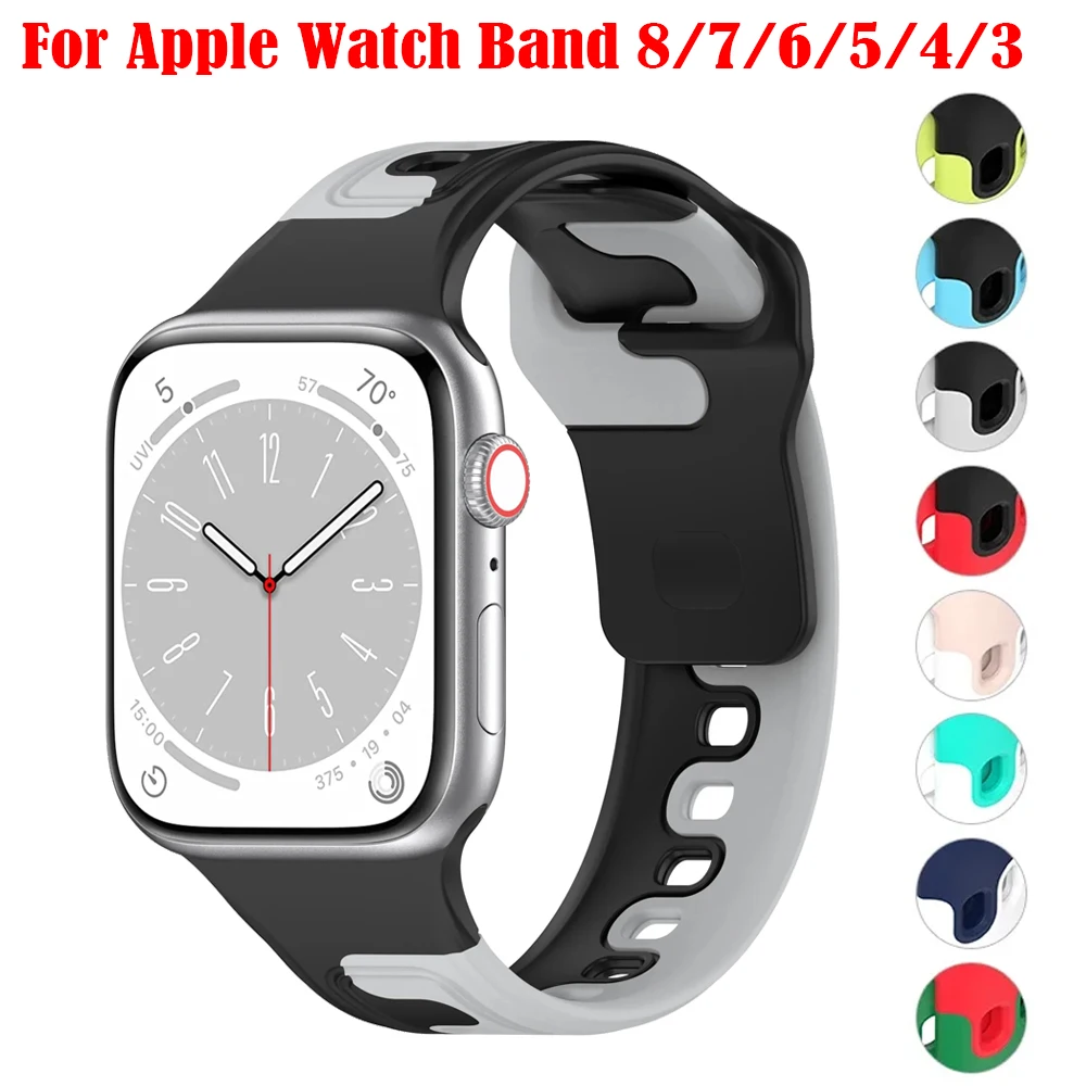 Silicone Strap For Apple Watch Band 45mm 44mm 41mm 40mm 38mm 42mm Sport Bracelet Correa iWatch Series Ultra 2 49mm 8 9 7 5 6 SE
Silicone Strap For Apple Watch Band 45mm 44mm 41mm 40mm 38mm 42mm Sport Bracelet Correa iWatch Series Ultra 2 49mm 8 9 7 5 6 SE