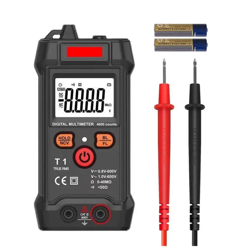 

Digital Multimeter Tester 4000 Counts Portable Auto-Ranging Tests DC AC Voltage Tester Battery Powered Ncv Contactless