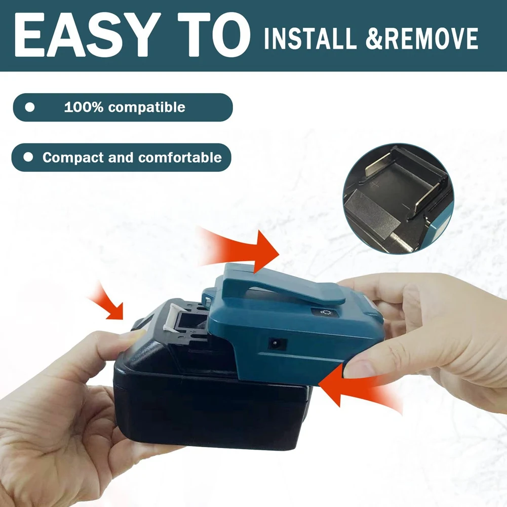 Адаптер аккумулятора для Ma-Kita 18V ADP05 с зажимом для ремня и USB-зарядным устройством и портом постоянного тока 12 В и разъемом типа C и стандартом детской мощности 3 Вт
Адаптер аккумулятора для Ma-Kita 18V ADP05 с зажимом для ремня и USB-зарядным устройством и портом постоянного тока 12 В и разъемом типа C и стандартом детской мощности 3 Вт