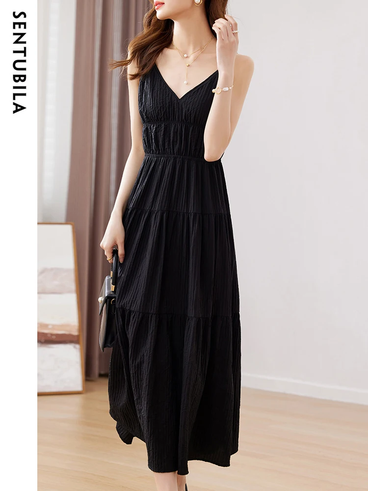 SENTUBILA Fashion Sexy Bodycone Black Midi Dresses 2023 Summer Women Spaghetti Strap Pullover V Neck Sleevesss Lace-Up Dress
SENTUBILA Fashion Sexy Bodycone Black Midi Dresses 2023 Summer Women Spaghetti Strap Pullover V Neck Sleevesss Lace-Up Dress