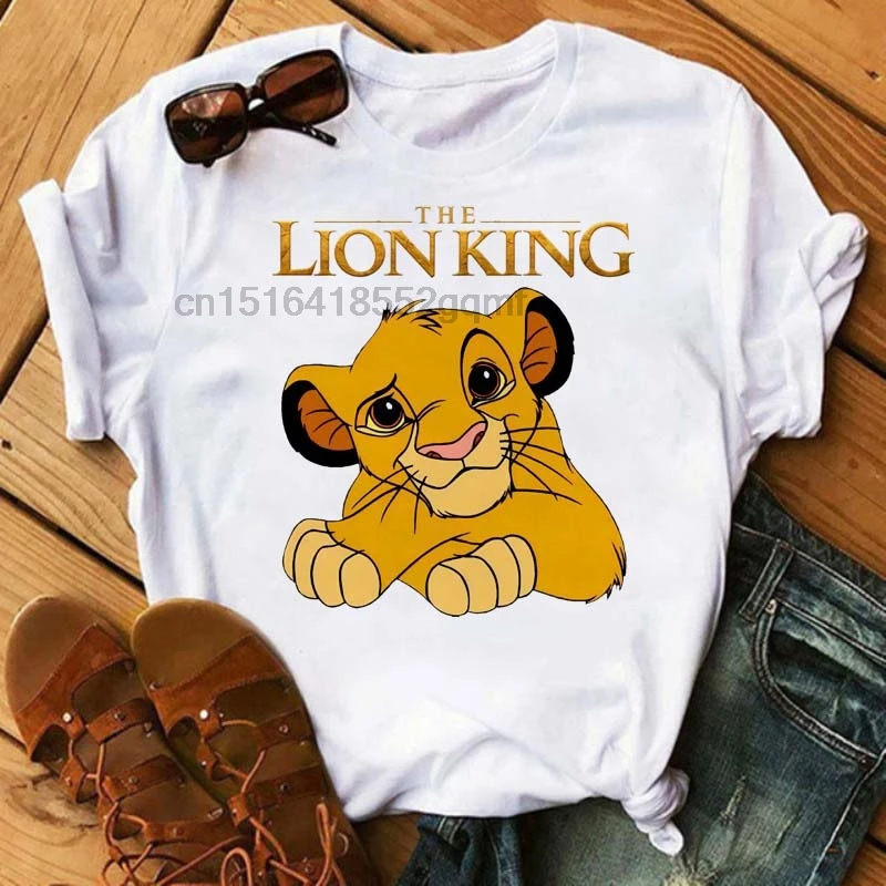 

Disney Cartoon Tops Hakuna Matata Cute Women T Shirt Harajuku 90s Ullzang The Lion King T-shirts Graphic Kids 2024 Summer Blouse