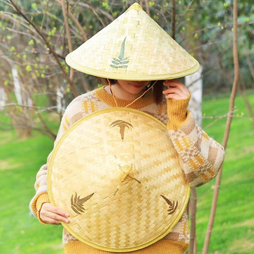 

Bamboo Woven Straw Hats Traditional Chinese Oriental Bamboo Straw Cone Garden Fishing Hat Rice Hat Asian Hat Japanese Hat