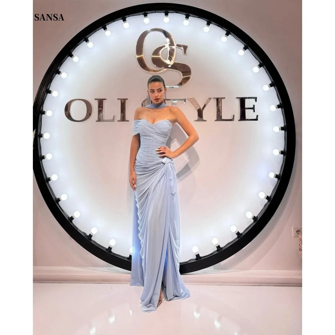 Sansa Customized Long Silk Scarves Prom Dresses Strapless فساتين للمناسبات الخاصة A-line vestidos de festa 7 S7a222f954eba4dbaa05f4075069ccdd0B