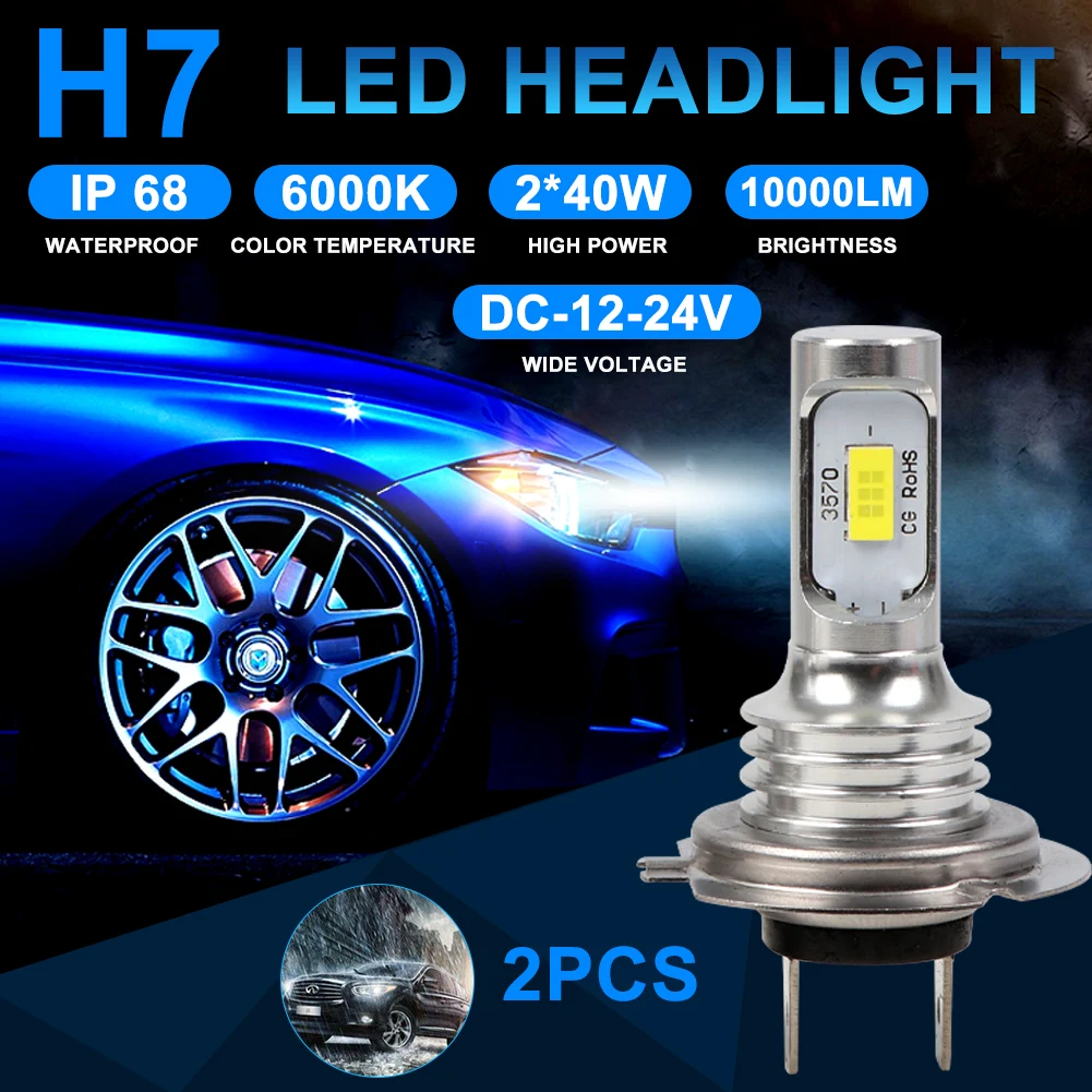 2Pcs H7 Led Bulbs Headlight Kit 80W 10000LM Hi Or Lo Beam Bulbs 6000K White IP68 Waterproof Canbus Light Bulbs On Cars Accessory
2Pcs H7 Led Bulbs Headlight Kit 80W 10000LM Hi Or Lo Beam Bulbs 6000K White IP68 Waterproof Canbus Light Bulbs On Cars Accessory