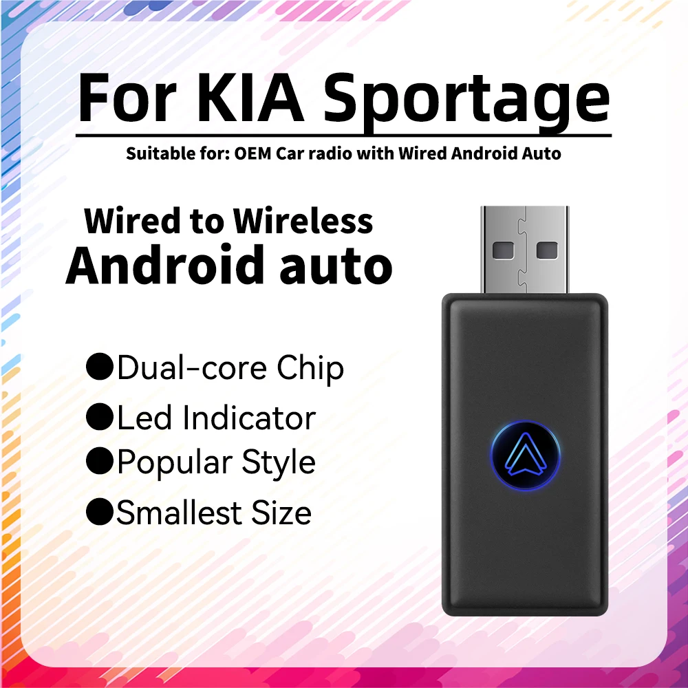 

Newest Mini Android Auto Wireless Adapter for KIA Sportage USB Type-C Dongle Smart AI Box Car OEM Wired Android Auto to Wireless