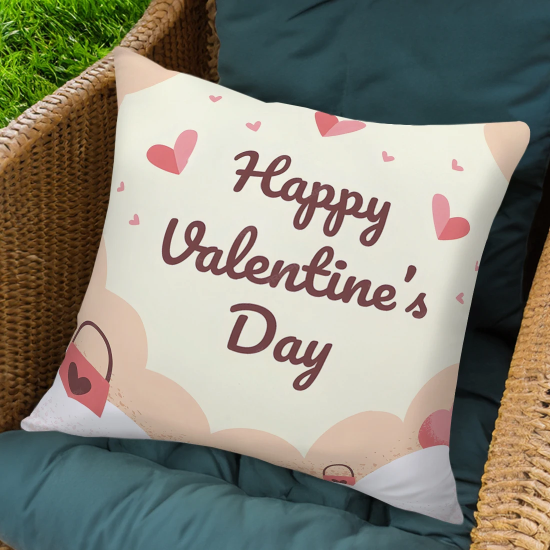 

Valentine'S Day Cupid Heart Pillow Case Decor Peach Skin Velvet Cushion Cover For Car Seat Living Room Sofa Pillowcase 45cm*45cm