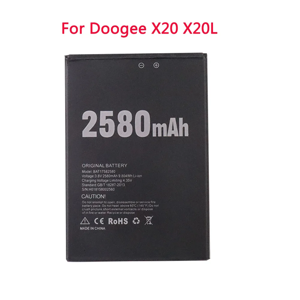 

New 3.8V DOOGEE X20 2580mAh Battery For Doogee X20 X20L Mobile Phone BAT17582580 Li-ion Polymer Replacement CellPhone Batteries