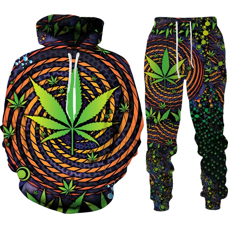 

3D Tobacco Weeds Printed Hoodie + Pants Suit Cool Men/Women 2 Pcs Sportwear Tracksuit Set Autumn and Winter Men's Clothing