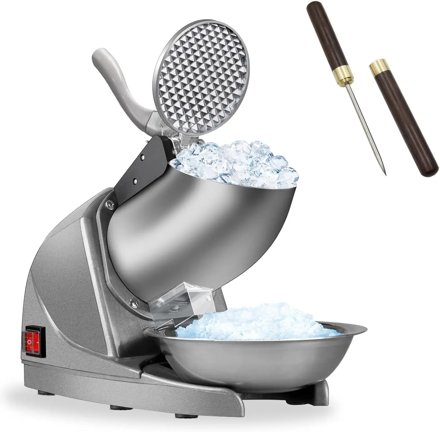 Blades Ice Crusher with Ice Pick 286lbs/hr Snow Cone Machine 380W Shaved Ice Machine 2000rpm Food-grade Stainless Steel Ice Shav
Blades Ice Crusher with Ice Pick 286lbs/hr Snow Cone Machine 380W Shaved Ice Machine 2000rpm Food-grade Stainless Steel Ice Shav