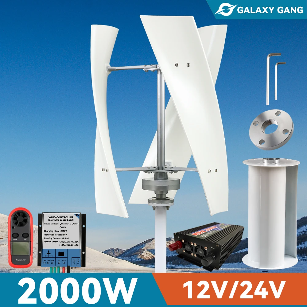 Vertical Axis Wind Power Generator Turbine 2000w Free Energy 48v 12v 24v 3 Blade Permanent Maglev PV With Mppt Charge Controller
Vertical Axis Wind Power Generator Turbine 2000w Free Energy 48v 12v 24v 3 Blade Permanent Maglev PV With Mppt Charge Controller