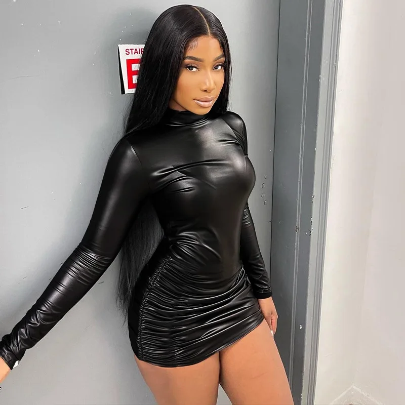 BKLD Women Clothing 2024 Winter New Fashion Solid Color Faux Leather Pleated Slim Round Neck Long Sleeve Bodycon Dress Party
BKLD Women Clothing 2024 Winter New Fashion Solid Color Faux Leather Pleated Slim Round Neck Long Sleeve Bodycon Dress Party