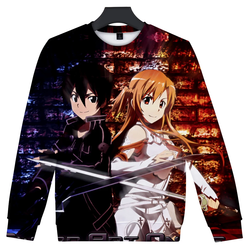 

Anime Sword Art Online SAO hoodie Kirito Kirigaya Kazuto Yuuki Asuna print casual sweatshirt harajuku hoodies pullover coat