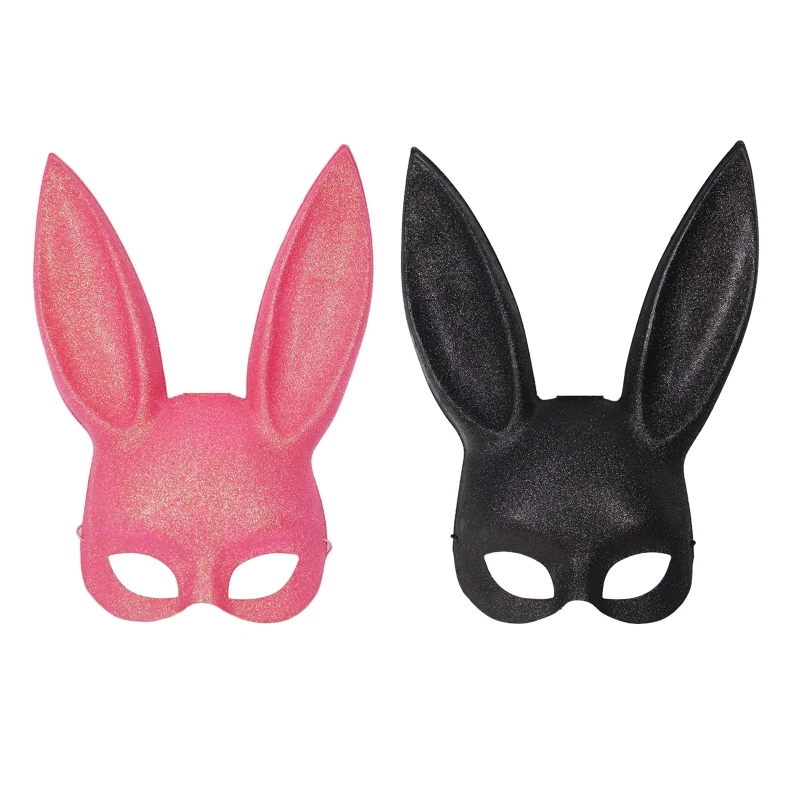 

HXBA Half Face Bunny Mask For Girl kids Nightclub Costume Sexy Long Rabbit Ears Unisex Props Animal Party Masquerade