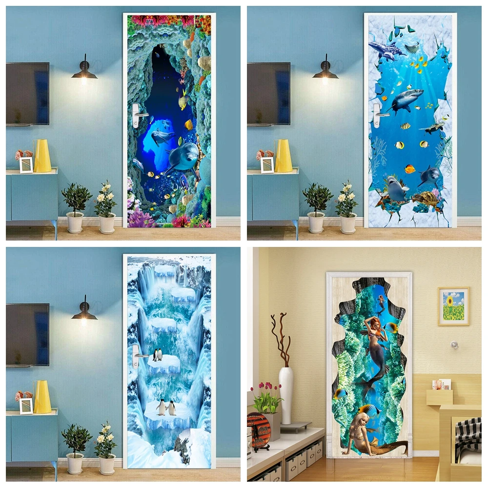 Removable Vinyl Decal Underwater World 3D Prints Door Sticker Cartoon Shark Penguin Door Wallpaper Sticker Poster Home Decor
Removable Vinyl Decal Underwater World 3D Prints Door Sticker Cartoon Shark Penguin Door Wallpaper Sticker Poster Home Decor