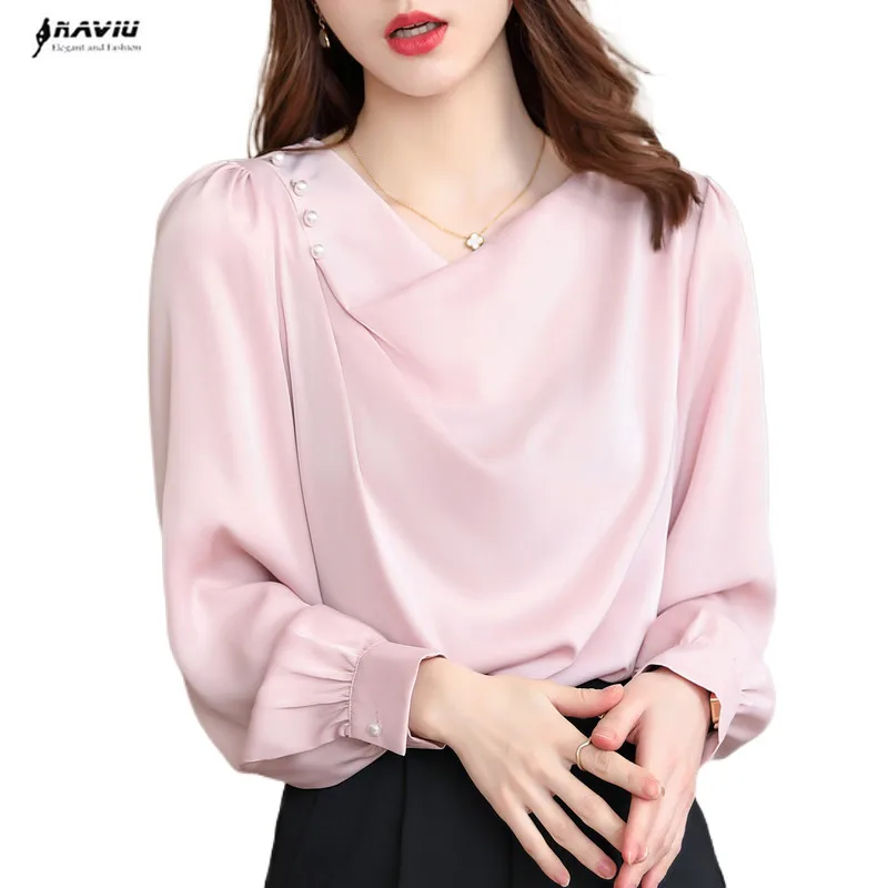 NAVIU Temperament Satin Shirt Women Design Long Sleeve Autumn New Loose Porfessional Blouses Office Ladies Work Tops
NAVIU Temperament Satin Shirt Women Design Long Sleeve Autumn New Loose Porfessional Blouses Office Ladies Work Tops