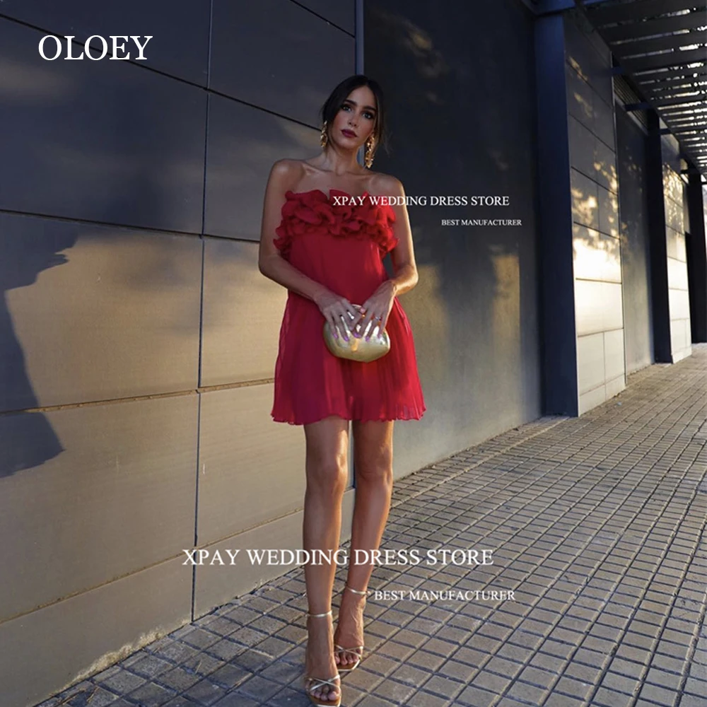 OLOEY Red Short Prom Party Dresses Strapless Silk Ruffles Mini Sexy Cocktail Dress Formal Night Event Dress Robe de mariee
OLOEY Red Short Prom Party Dresses Strapless Silk Ruffles Mini Sexy Cocktail Dress Formal Night Event Dress Robe de mariee