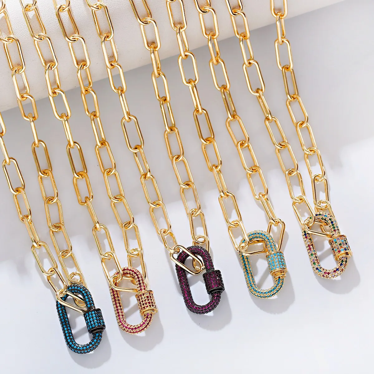 Gold Color Chain Necklace For Women Cuban Thick Spiral Clasps Oval Carabiner Necklace Pendant DIY Jewelry Collares Gifts
Gold Color Chain Necklace For Women Cuban Thick Spiral Clasps Oval Carabiner Necklace Pendant DIY Jewelry Collares Gifts