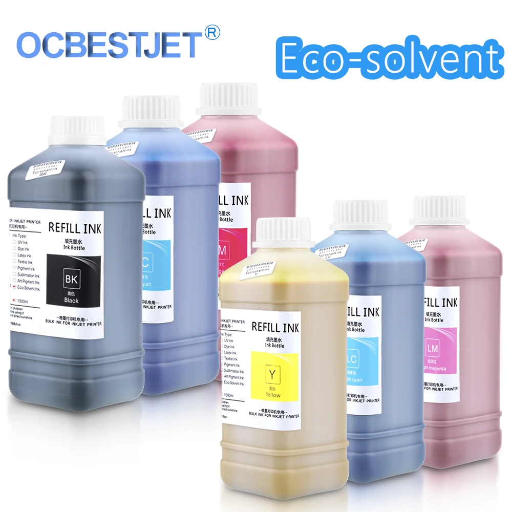 

Eco-solvent Ink For Roland Mimaki Mutoh Epson 1000ml DX4 DX5 DX6 DX7 XP600 TX800 4720 I3200 5113 Printhead Modified Printer