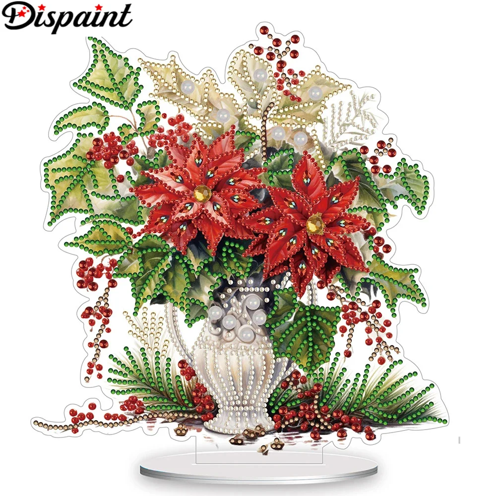 

Dispaint 5D DIY Diamond Painting Special Shape Drill Desk Ornament Crystal Flower Embroidery Rhinestone Home Tabletop Decor Gift
