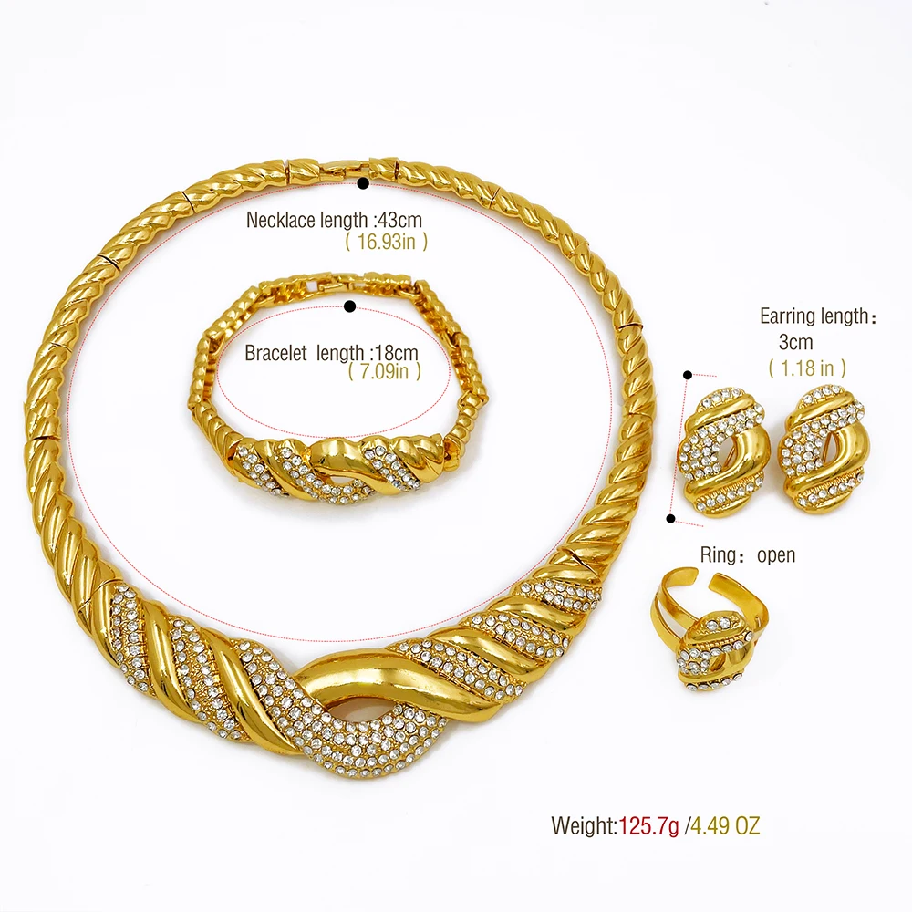4 Pcs Wedding Jewelry Set Fine Zircon Necklace Bracelet Earring Ring For African Dubai Gold Plated Jewellery Accessories 2 Mallzona S7a3fef31d26b45209b64efe0cd858111J 4 Pcs Wedding Jewelry Set Fine Zircon Necklace Bracelet Earring Ring For African Dubai Gold Plated Jewellery Accessories Mallzona