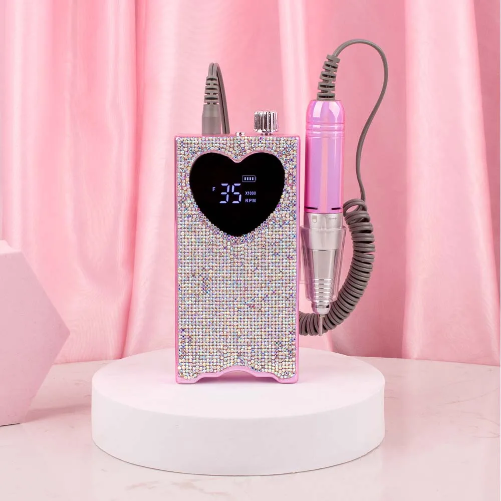 Heart-shaped Shiny Crystal Drilling Electric Portable Recharge Machines Nail Drill Machine 35000rpm Nail Drill
Heart-shaped Shiny Crystal Drilling Electric Portable Recharge Machines Nail Drill Machine 35000rpm Nail Drill