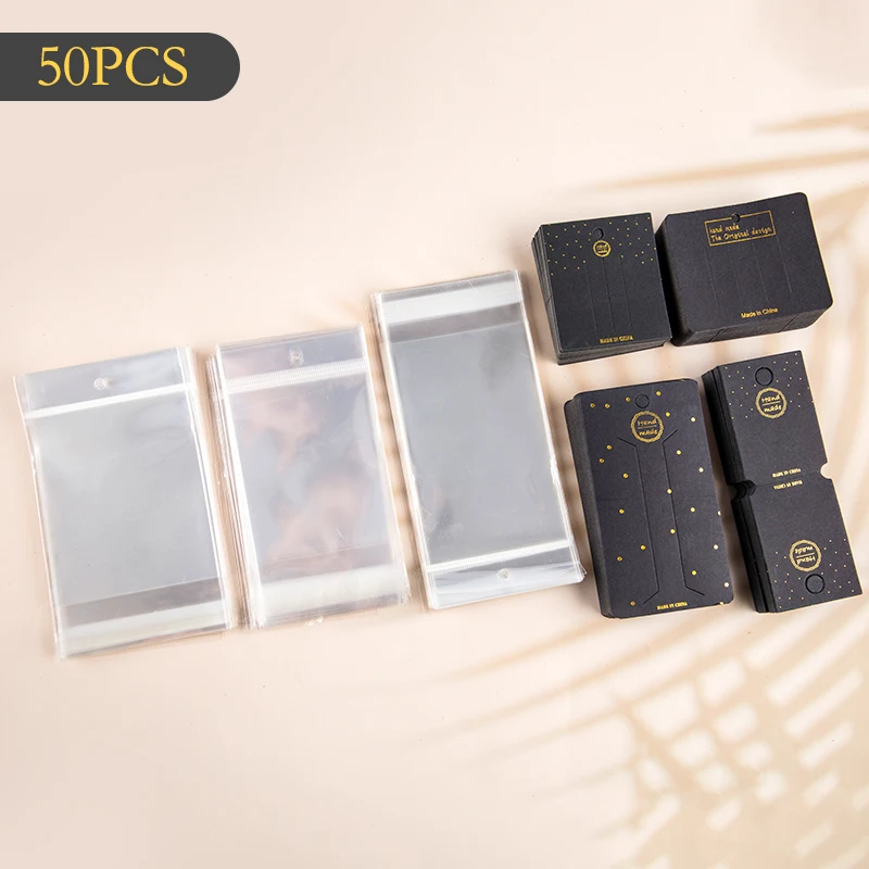 50PCS Collection Gold Lettering On Black Background Paper Card Hair Clip Hairband Packaging Tag Card Transparent Packaging Bags
50PCS Collection Gold Lettering On Black Background Paper Card Hair Clip Hairband Packaging Tag Card Transparent Packaging Bags