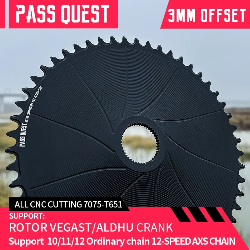 

PASS QUEST AXS 12 Speed 3mm Offest Direct Mount Crank Narrow Wide Chainring 42/44/46/48/50/52/54T for ALDHU AERO AXS bike Chain