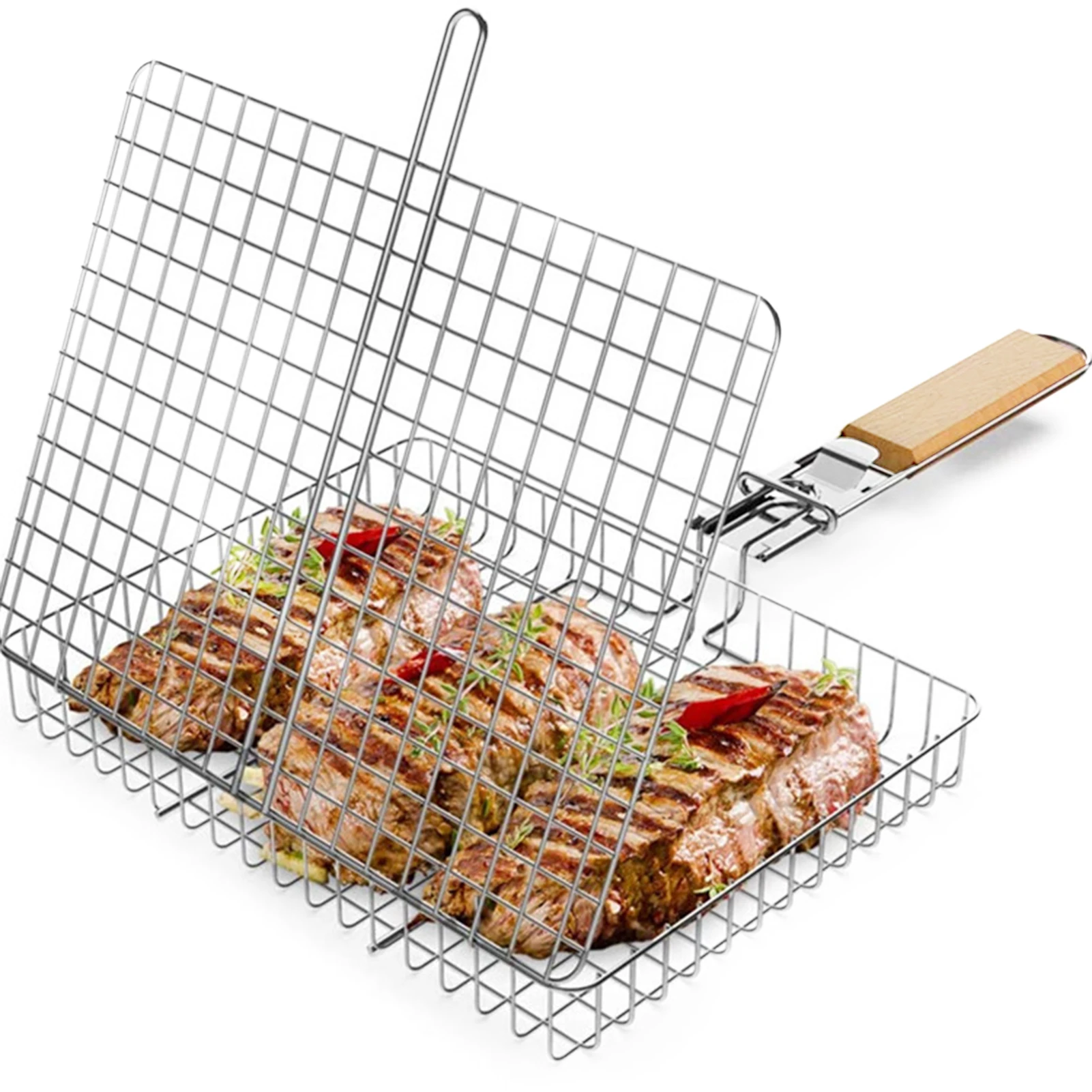 Stainless Steel Barbecue Basket With Portable Detachable Handle For Barbecue Hamburger Steak And Seafood Grill Rack
Stainless Steel Barbecue Basket With Portable Detachable Handle For Barbecue Hamburger Steak And Seafood Grill Rack