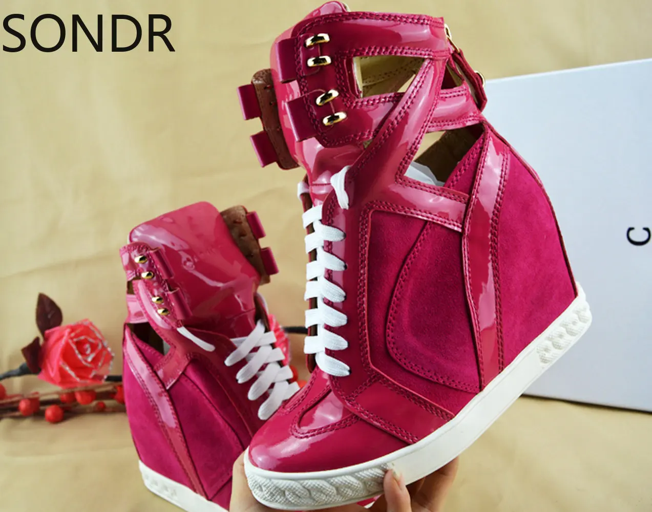 Sneakers Chic Women Wedge High Hidden Heel Nightclub Lace Up Ankle Boots Shoes Round Toe Genuine Leather 14Colors
Sneakers Chic Women Wedge High Hidden Heel Nightclub Lace Up Ankle Boots Shoes Round Toe Genuine Leather 14Colors